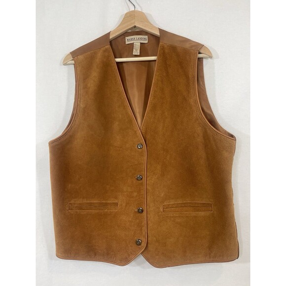 Marsh Landing Other - Vintage Brown Camel Suede Leather Vest Marsh Landing Men Women Large Western